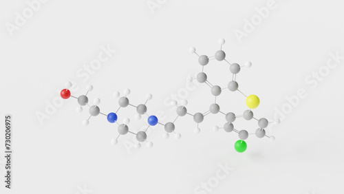 Fototapeta Naklejka Na Ścianę i Meble -  clopenthixol molecule 3d, molecular structure, ball and stick model, structural chemical formula clopentixol