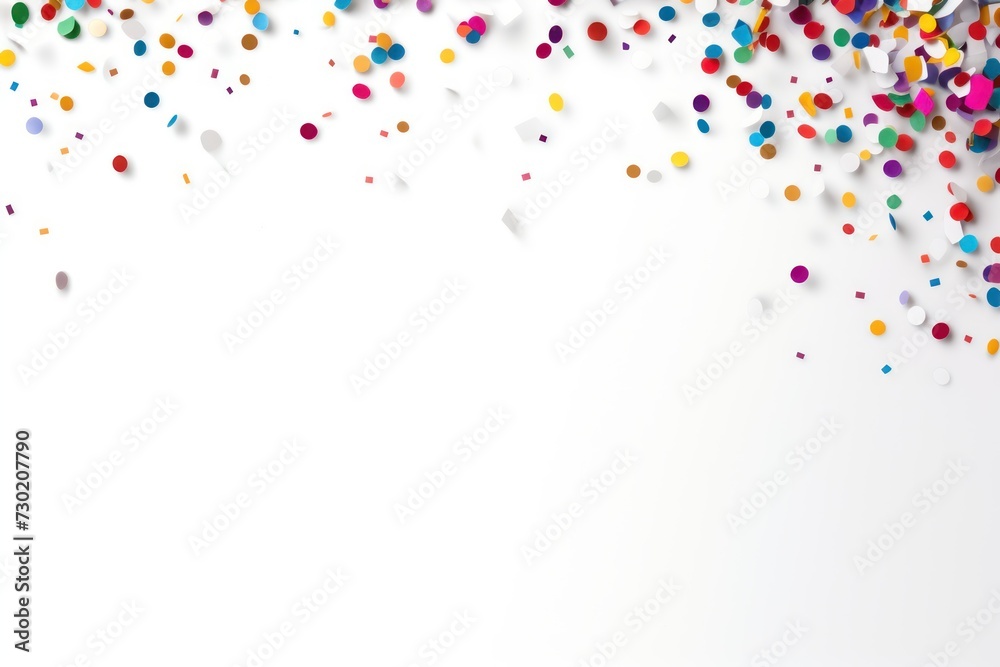 White background pattern with colorful confetti