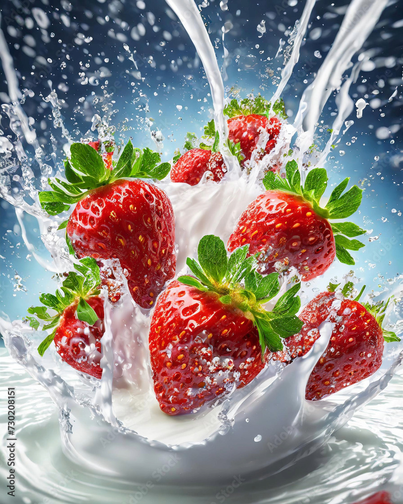 strawberry falling into milk strawberry falling into milk
