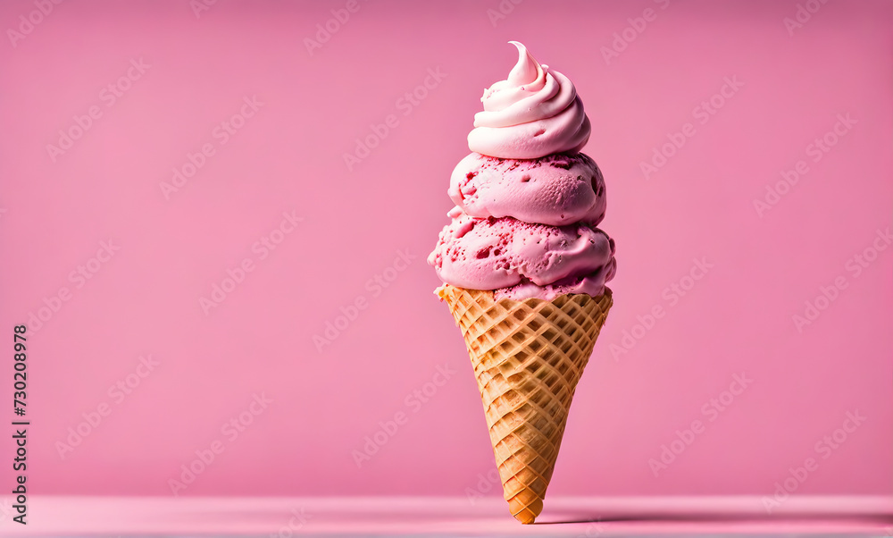 Ice cream delight: Waffle cone with creamy goodness Ice cream delight: Waffle cone with creamy goodness