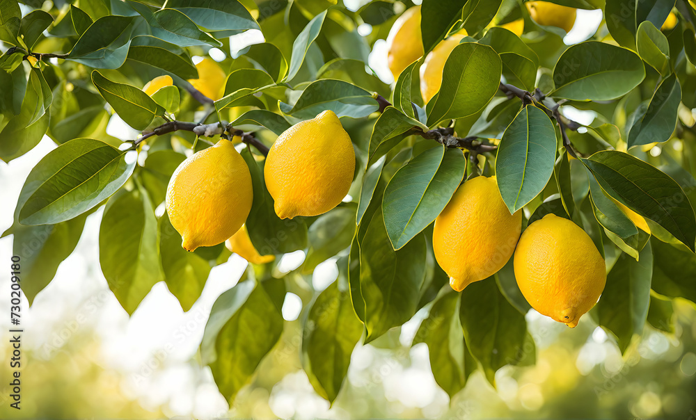 Lemon tree branches laden with bright yellow lemons Lemon tree branches laden with bright yellow lemons