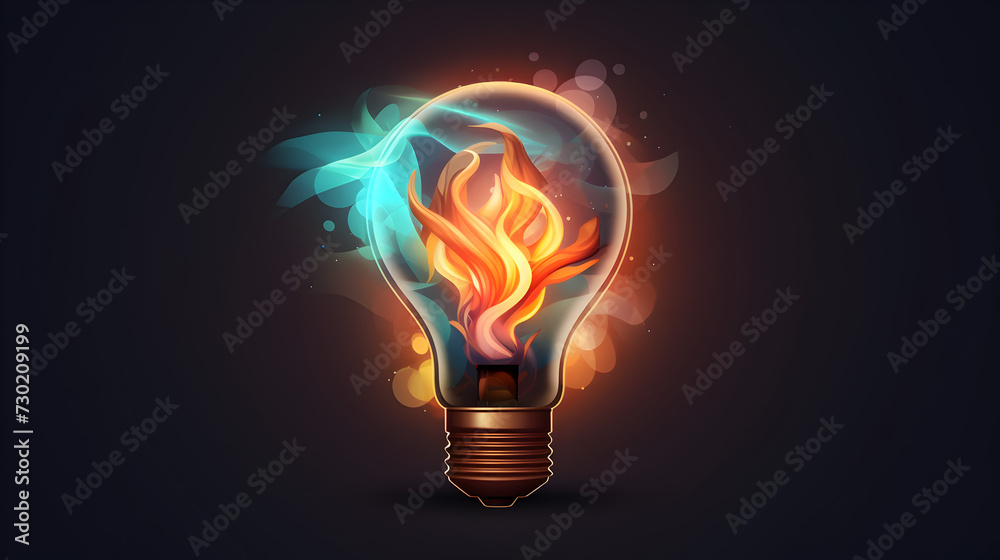 A bright idea illuminates the concept of innovation and creativity, symbolized by the glowing light bulb. This futuristic and modern design represents the energy of imagination and the potential for A bright idea illuminates the concept of innovation and creativity, symbolized by the glowing light bulb. This futuristic and modern design represents the energy of imagination and the potential for
