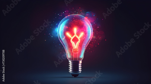 A bright idea illuminates the concept of innovation and creativity, symbolized by the glowing light bulb. This futuristic and modern design represents the energy of imagination and the potential for 