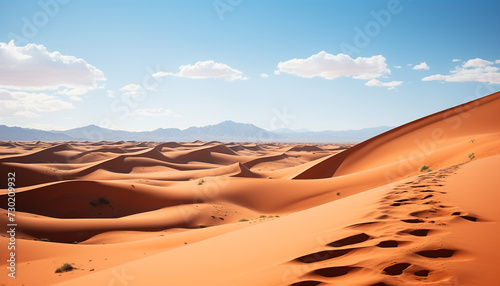 Majestic sand dunes ripple in Africa arid  remote wilderness generated by AI