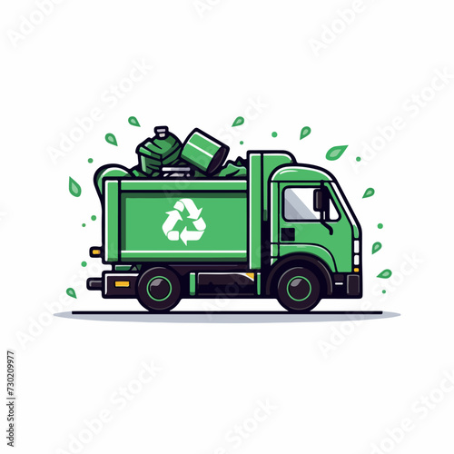 Garbage truck in cartoon, doodle style. Image for t-shirt, web, mobile apps and ui.  Isolated 2d vector illustration in logo, icon, sketch style, Eps 10. AI Generative