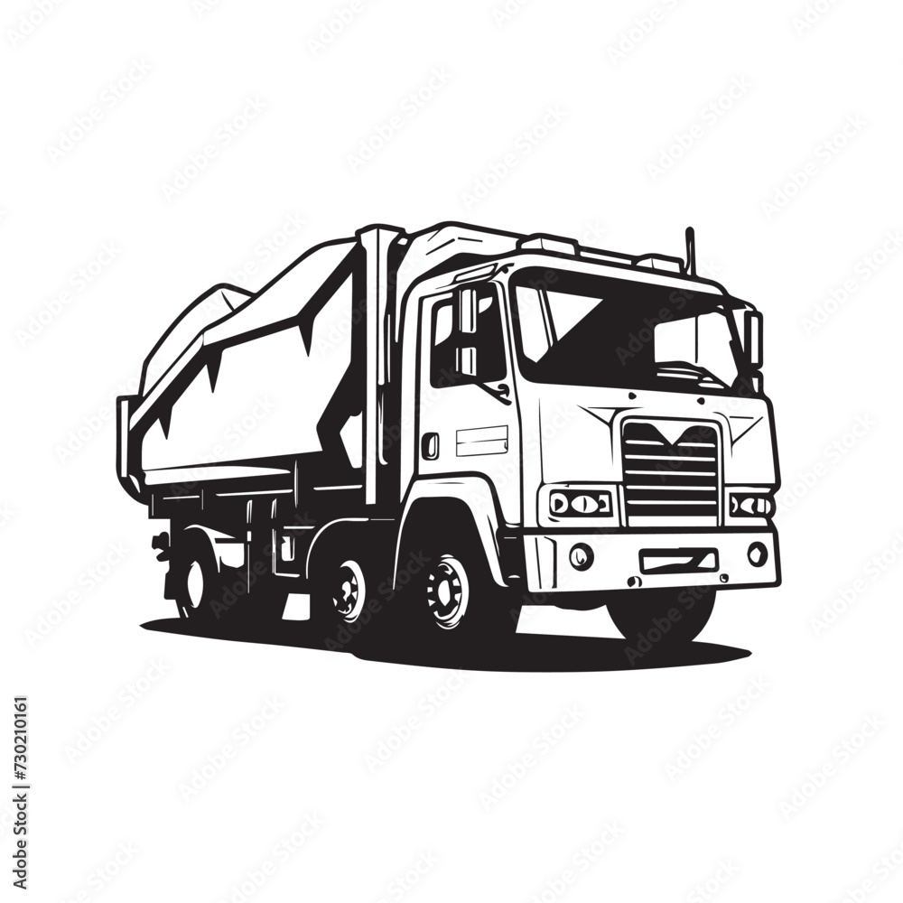 Tractor trailer in cartoon, doodle style. Image for t shirt. Isolated 2d vector illustration in logo, icon, sketch style, Eps 10. AI Generative