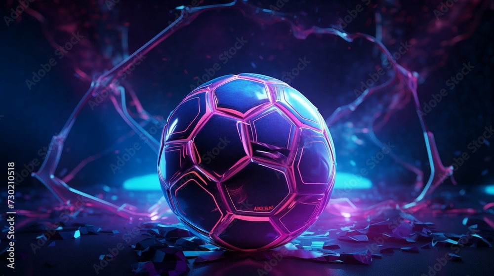 Dynamic neon 3D football concept Dynamic neon 3D football concept