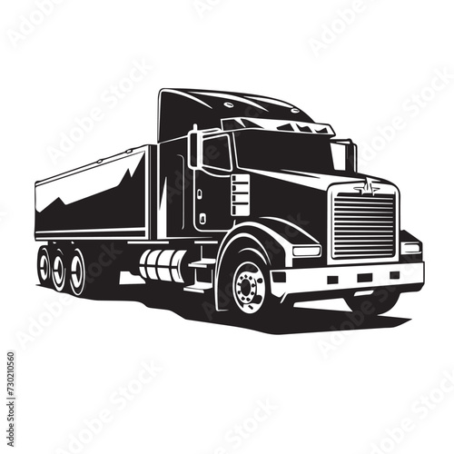 Tractor trailer in cartoon, doodle style . Image for t shirt. Isolated 2d vector illustration in logo, icon, sketch style, Eps 10, black and white. AI Generative