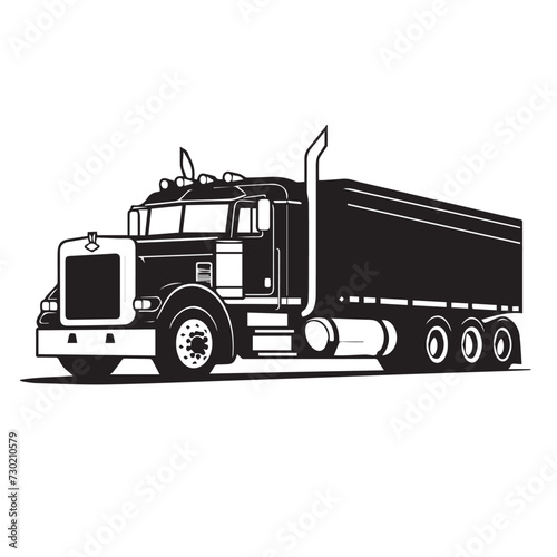 Tractor trailer in cartoon, doodle style . Image for t shirt. Isolated 2d vector illustration in logo, icon, sketch style, Eps 10, black and white. AI Generative