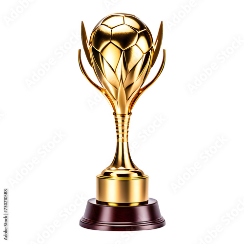 Gold Soccer Trophy Cup Isolated on Transparent Background
