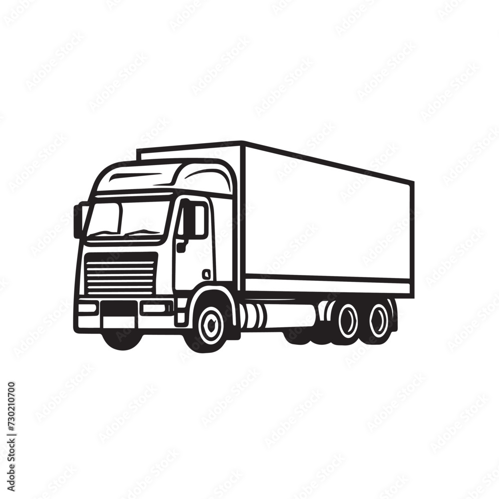 Tractor trailer in cartoon, doodle style . Image for t shirt. Isolated 2d vector illustration in logo, icon, sketch style, Eps 10, black and white. AI Generative Tractor trailer in cartoon, doodle style . Image for t shirt. Isolated 2d vector illustration in logo, icon, sketch style, Eps 10, black and white. AI Generative