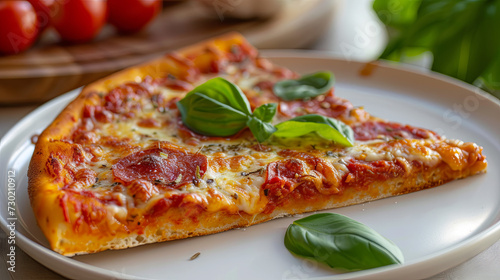 Delicious appetizing Italian pizza with ham, cheese and vegetables 