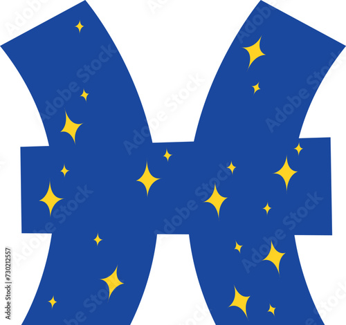 Pisces zodiac sign vector. Celestial design. Astrological horoscope 