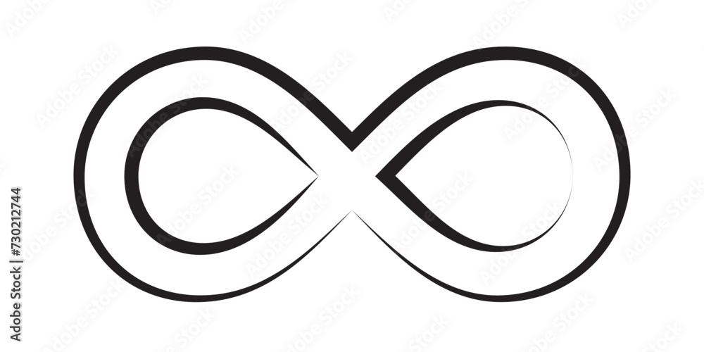 infinity symbol black - simple with discontinuation - isolated - vector, eps10