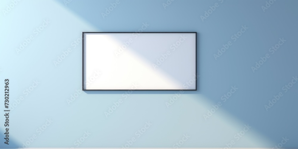 A template mock-up frame on a wall with a shadow, in the style of minimalistic modern interior