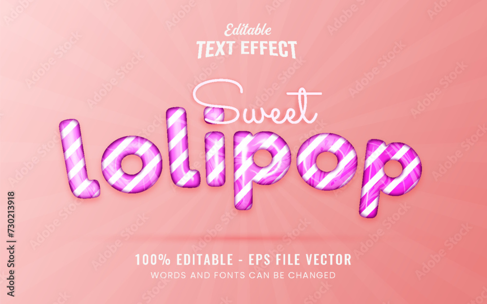 Sweet candy style editable text effect. Premium Vector