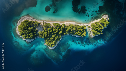 Aerial photo of a group of islands in the sea