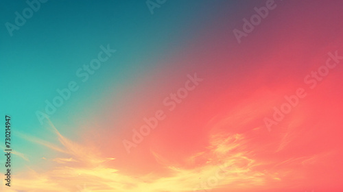 A gradient background that goes from sunset orange to teal.