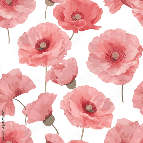 poppies with pale pink pattern - 1