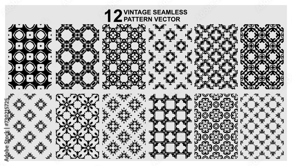 Decorative vintage Geometric floral set of seamless patterns minimalistic seamless patterns set