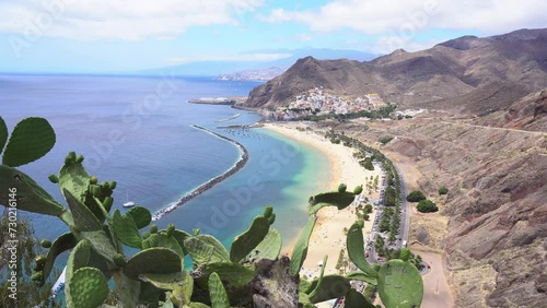 aerial view of Las Teresitas beach, San Andres village and mountains of Tenerife photo