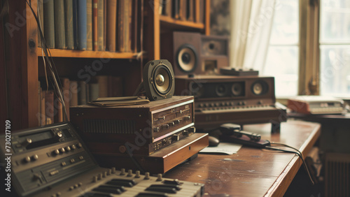 Vintage Vibes: An Old Audio System in a Cozy Study