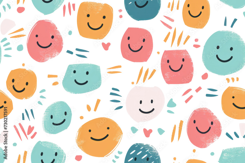 Pastel Seamless Smiles Pattern Background