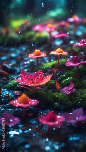 The Mysterious atmosphere of a fairy forest in macro details.