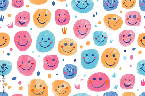 Pastel Smiles Pattern on Transparent