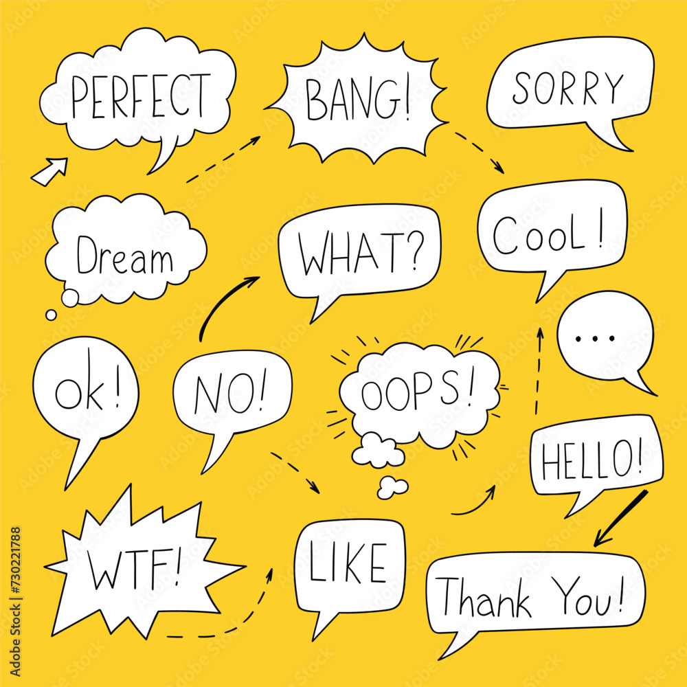 Vector set of speech bubbles in comic style. Vector set of speech bubbles in comic style.