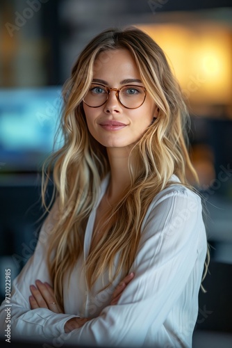Free Download Corporate Business Photography of a Tech-savvy Business Woman at The Forefront of Digital Transformation, Generative AI - GFXLoad