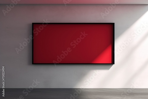 A template mock-up frame on a wall with a shadow  in the style of minimalistic modern interior