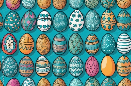 Colorful Easter eggs, symbolizing spring and festive celebrations. Spring Easter composition. Happy Easter. Easter concept, culture, image is painted watercolor, expeditions, postcard