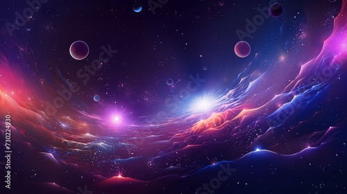 Vibrant and celestial space filled with planets and stars