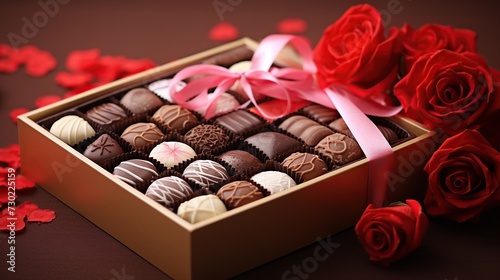 Box of valentine's day chocolate assortment.