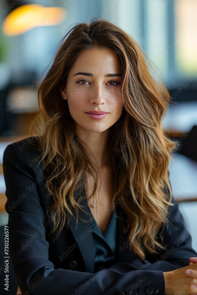 Fototapeta premium Corporate Business Photography of a Stylish Business Woman Exuding Confidence and Leadership, Generative AI