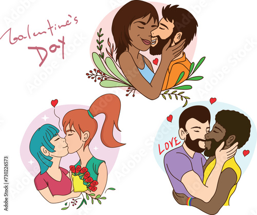 Valentine's day couple collection, couples in love