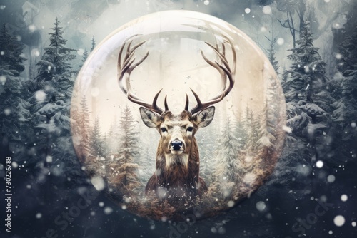Artful blend of Yuletide themes in a double exposure artwork