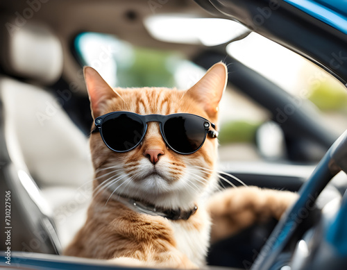 close up of a cat in a car