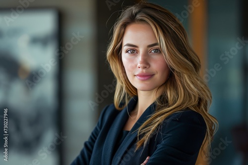 Corporate Business Photography of a Sophisticated Business Woman Managing a Global Team  Generative AI