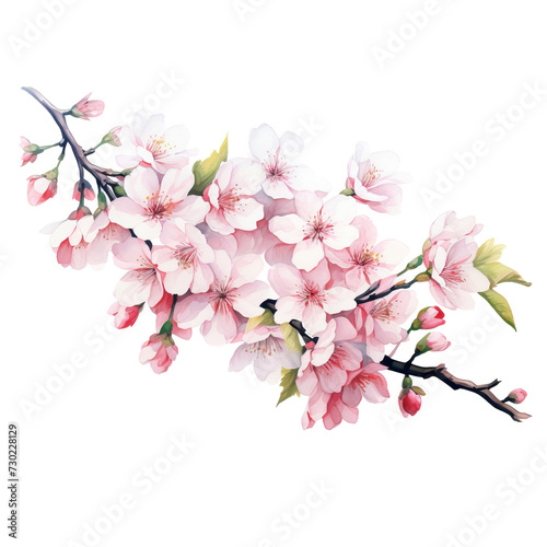 Wallpaper Mural Pink blossom of sakura or cherry tree on white background Torontodigital.ca