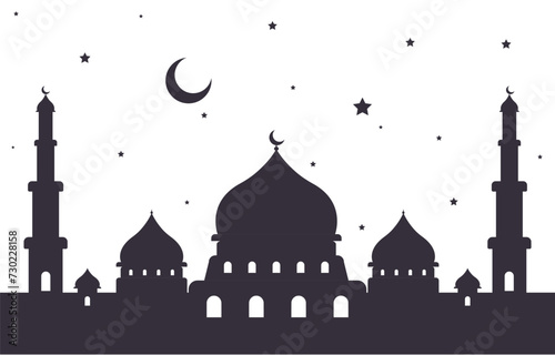 Vector mosque silhouette on white background, Muslims mosque illustration