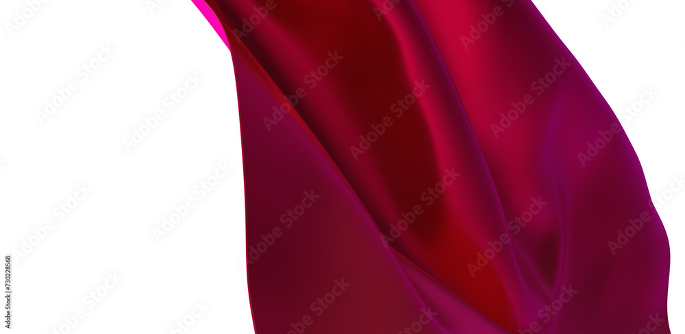 Abstract purple cloth falling. Satin fabric flying in the wind