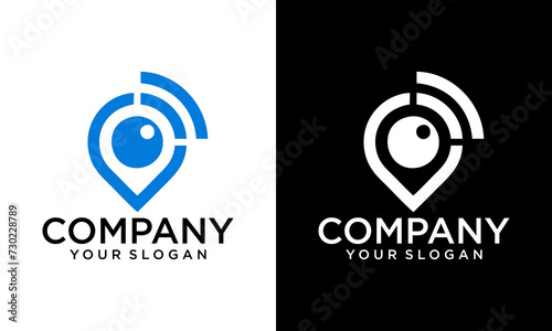 Creative eye with Pin maps symbol vector . Gps icon design vector. Simple clean design Gps locator logo vector.