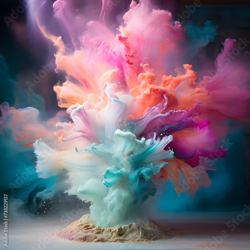 Exploding powder in pastel colors, velvety pastel fabric, 