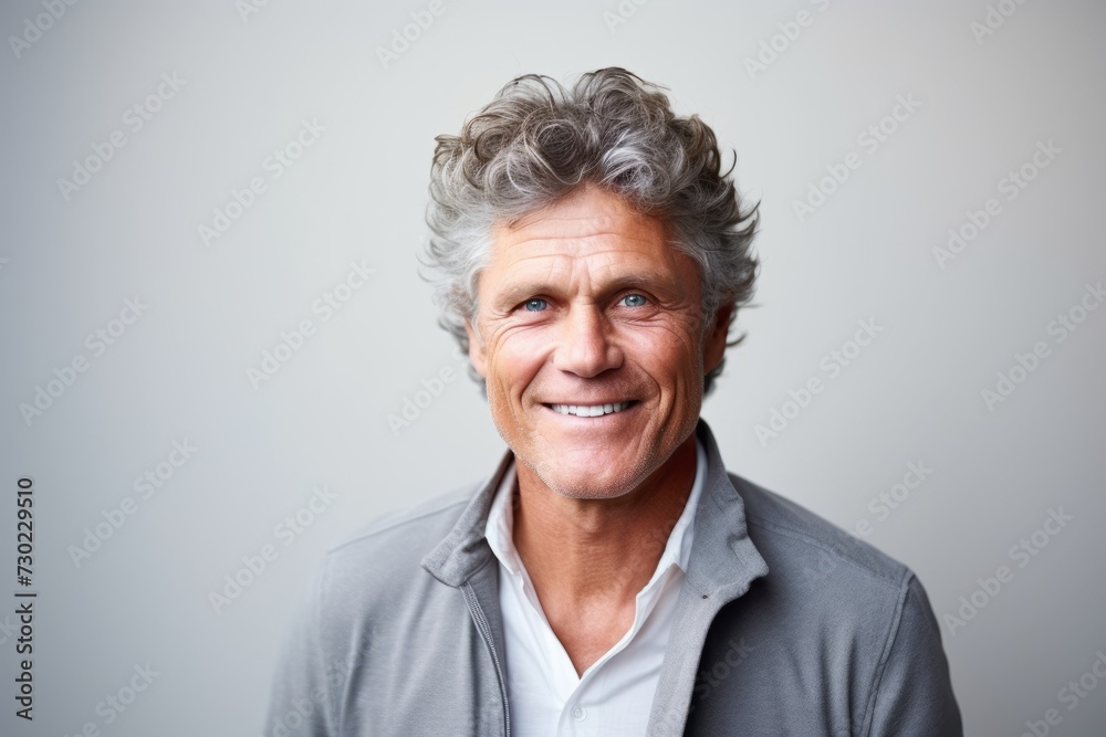 Portrait of a happy senior man looking at camera over grey background Portrait of a happy senior man looking at camera over grey background