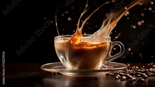 Frothy coffee being stirred, capturing the beauty of motion