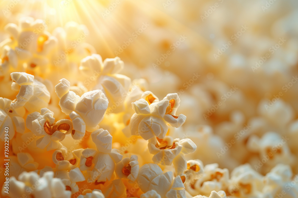 Close up of popcorn. Background image. Created with Generative AI technology Close up of popcorn. Background image. Created with Generative AI technology
