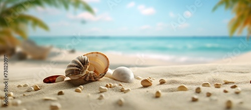 Seashells on the beach.