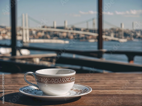 Cup of Turkish coffee with beans photo